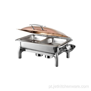 Aço oblongo Roll Top Chafer com a janela Show